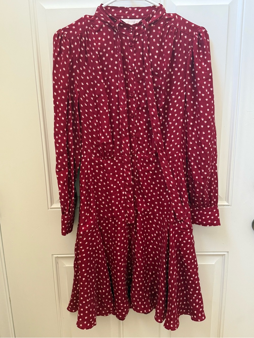 Rebecca Taylor Silk Burgundy Long-Sleeve Printed Dress